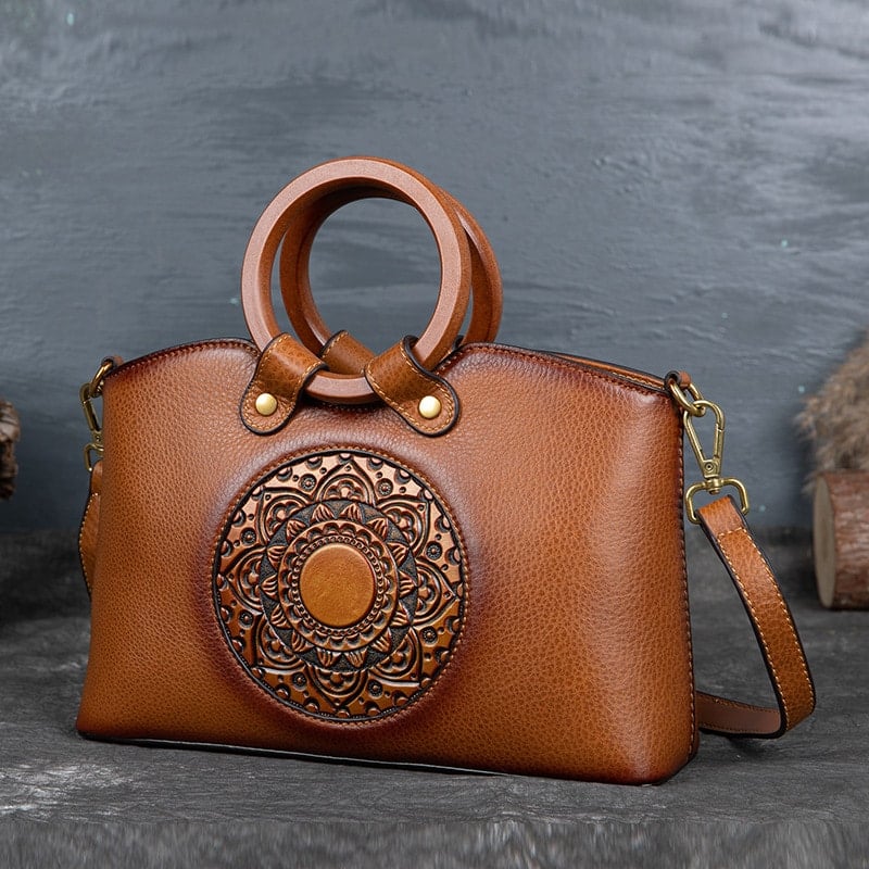 Luxury Women Genuine Leather Handbags Ladies Retro Elegant